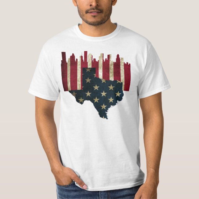 Camiseta Skyline da bandeira de Houston, Texas (Frente)