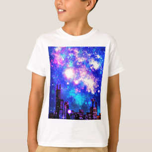 Camiseta Skyline da cidade do estilo & céu nocturno cómic