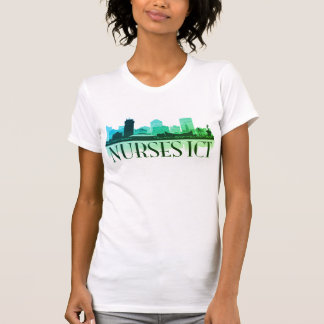 Camiseta Skyline da TIC das enfermeiras (Multi-verdes)