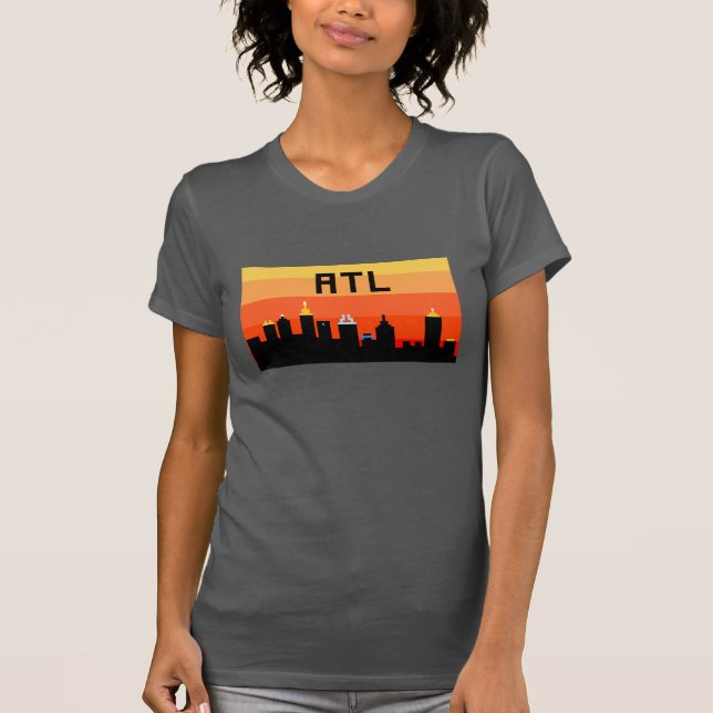 Camiseta Skyline de 8 bits ATL de Atlanta (Frente)
