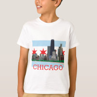 Skyline de Chicago e bandeira da cidade