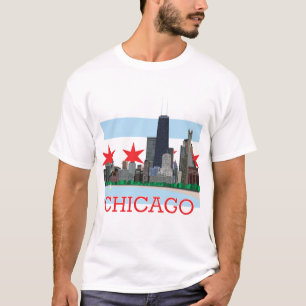 Camiseta Skyline de Chicago e bandeira da cidade