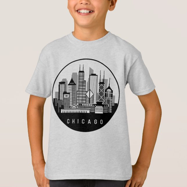 Camiseta Skyline de Chicago Illinois (Frente)
