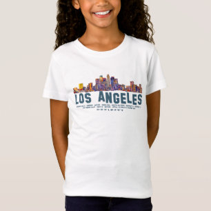 Camiseta Skyline de Los Angeles. Nomes e coordenadas de áre