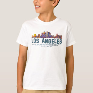Camiseta Skyline de Los Angeles. Nomes e coordenadas de áre