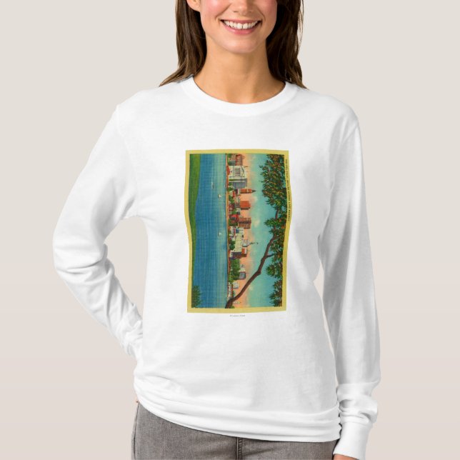 Camiseta Skyline de Oakland através do lago Merritt (Frente)