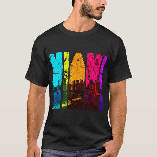 Camiseta Skyline de paisagem urbana de Miami na Flórida (Frente)