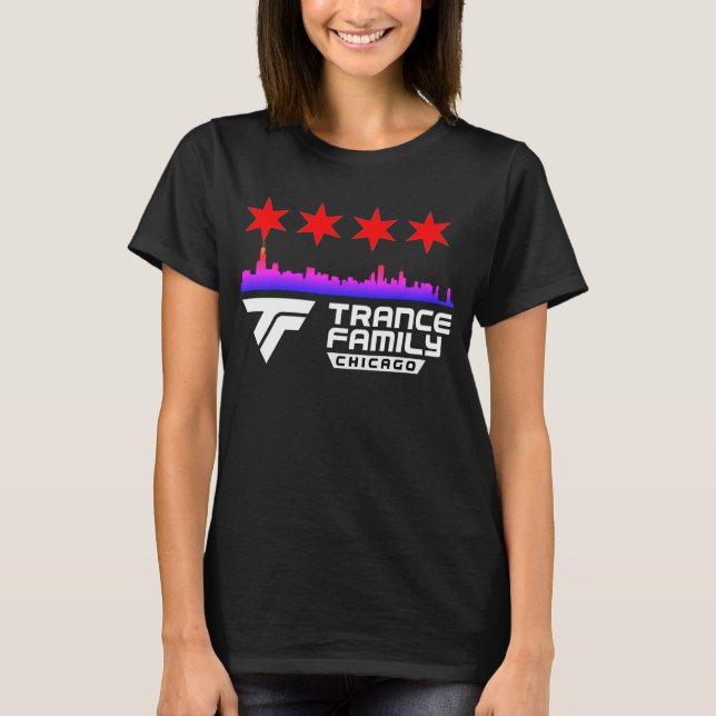 Camiseta Skyline & estrelas da cidade da família do Trance (Frente)