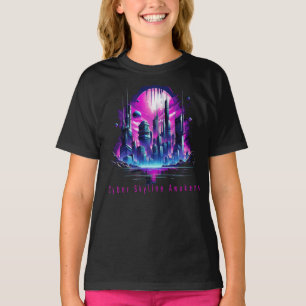 Camiseta Skyline Neon Futurística CyberScape