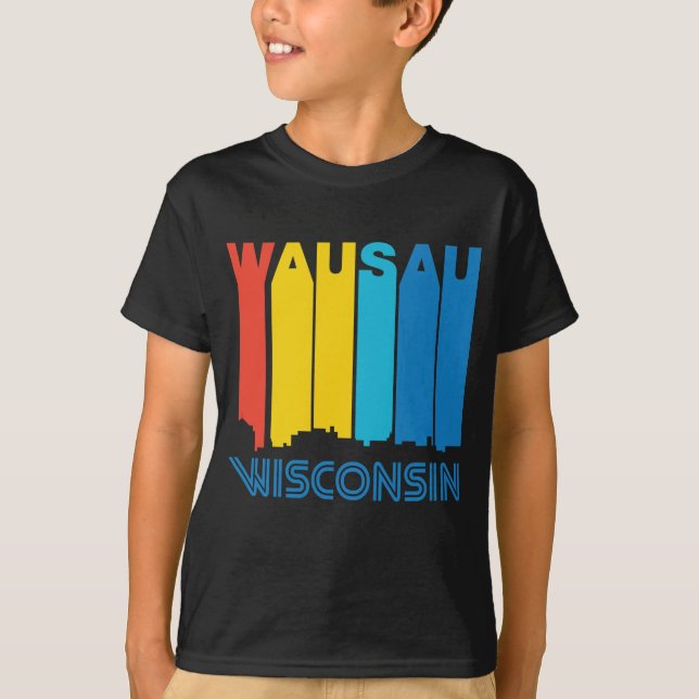 Camiseta Skyline retro de Wausau Wisconsin do estilo dos (Frente)