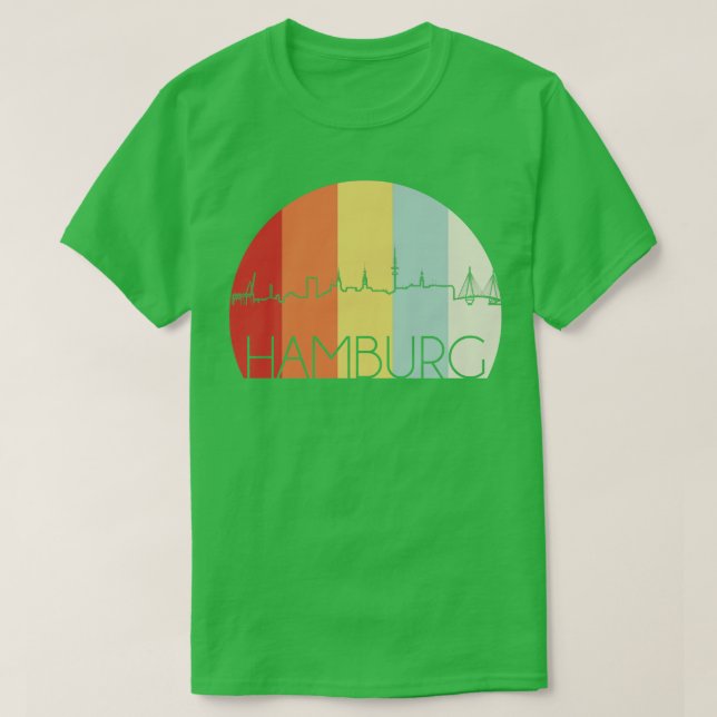 Camiseta Skyline Retro Hamburgo (Frente do Design)