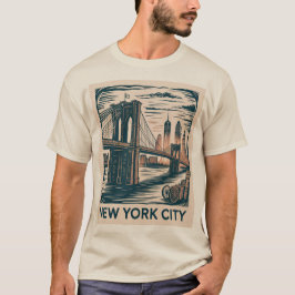 Camiseta Skyline Retroativo da Ponte do Nova Iorque Brookly