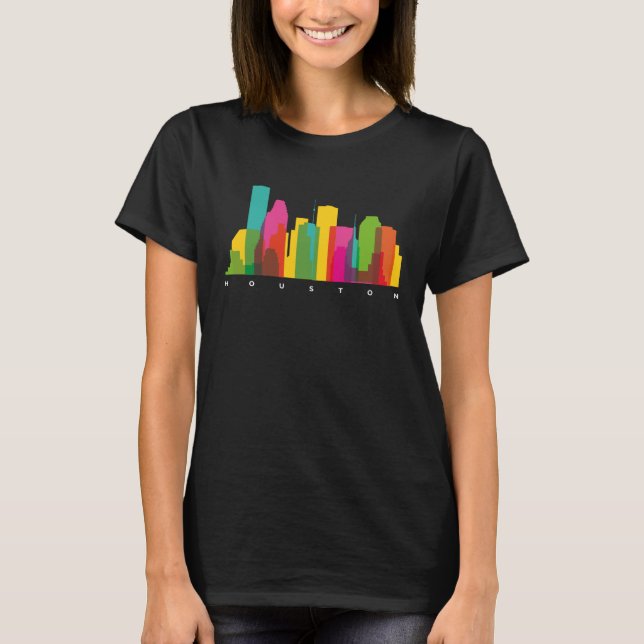 Camiseta Skyline Silhouston Texas EUA Skyline Sketc (Frente)