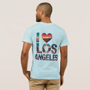 Camiseta Skyline Sunset e Tipografia de Hollywood em Los An
