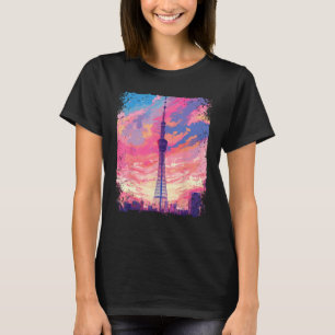 Camiseta Skytree estético Vaporwave Tokyo Japão Japonês S
