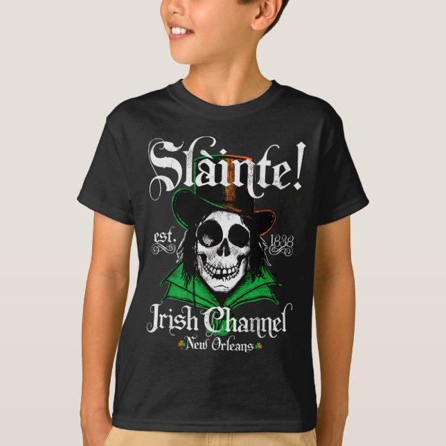Camiseta Slainte Irish Channel New Orleans St Patricks Day  (Frente)