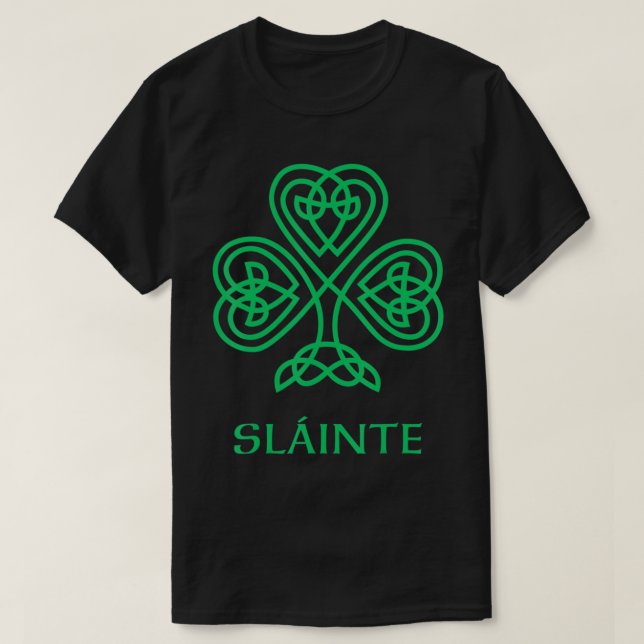 Camiseta Slainte Irish Green Shamrock Celtic Knot Ireland G (Frente do Design)