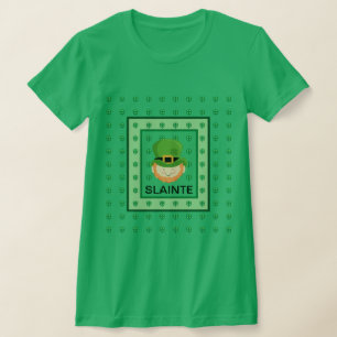Camiseta Slainte Leprechaun e shamrocks