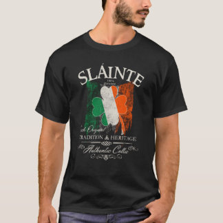 Camiseta Sláinte Shamrock Grunge Irish Flag Rua Da