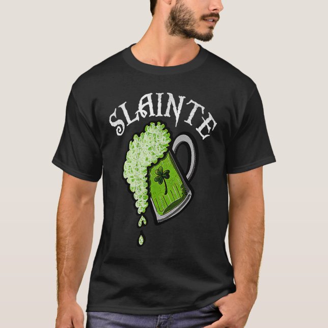 Camiseta Slainte St Patricks Day Men Women Beer Drinking Mu (Frente)