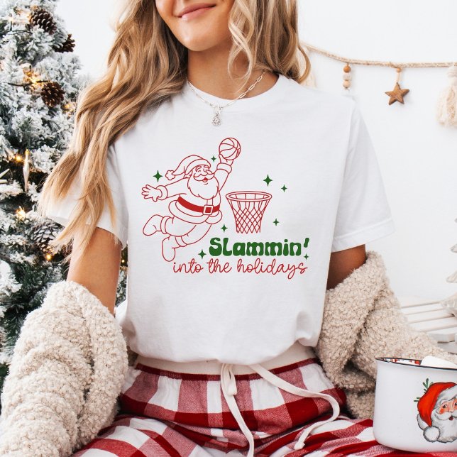 Camiseta Slammin’ Into the Holidays Basketball Christmas (Criador carregado)