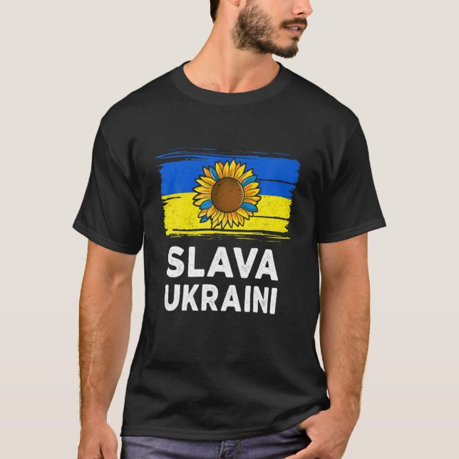 Camiseta Slava Ucraniano Glória À Ucrânia A Favor Da Ucrâni (Frente)