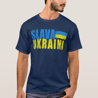 Camiseta SLAVA UKRAINI com o sinalizador ucraniano desapont