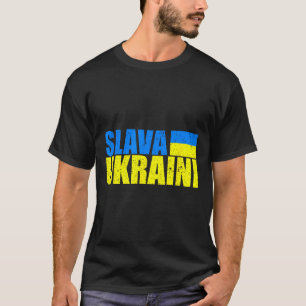 Camiseta Slava Ukraini Cores da Bandeira da Ucrânia Distres