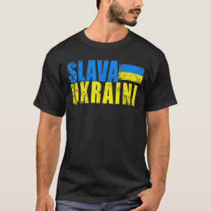 Camiseta SLAVA UKRAINI Ucrânia Sinalizador Cores de Distorç