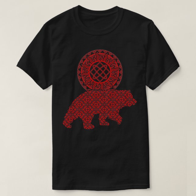 Camiseta Slavo Deus Pagan Padrão Lada Deity Símbolo com Be (Frente do Design)