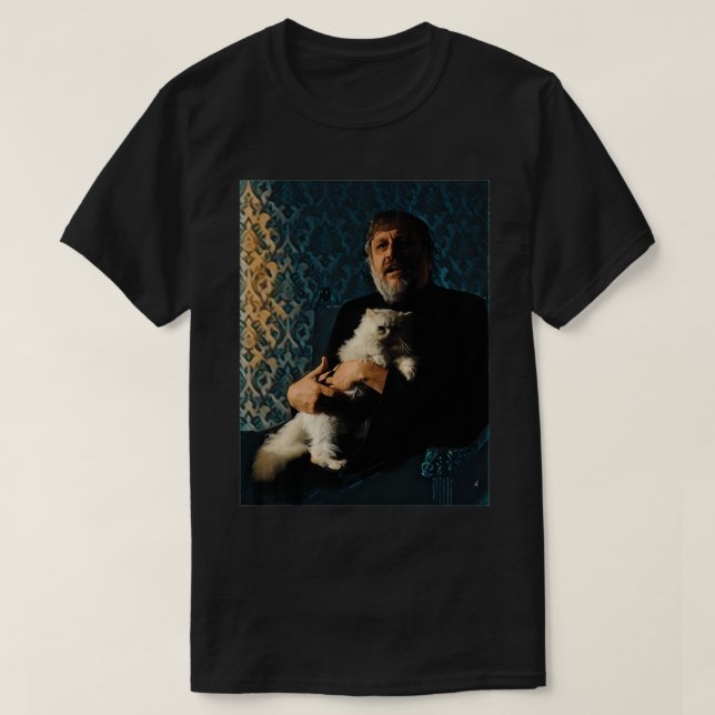 Camiseta Slavoj Zizek com Cat estilizado (Frente do Design)