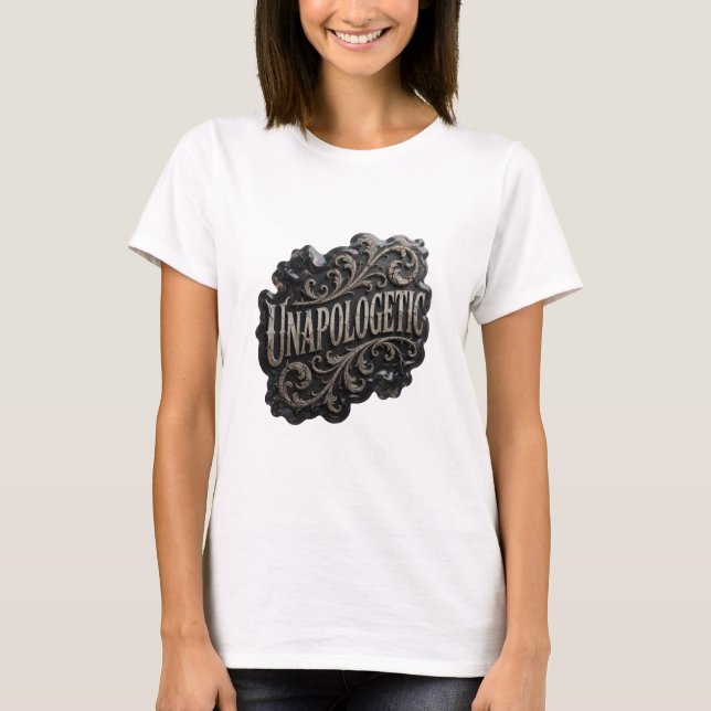 Camiseta Sleek Silver UNAPOLOGETIC Statement (Frente)