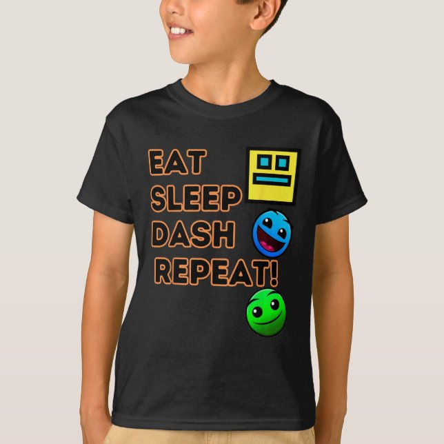 Camiseta Sleep Dash Repetir Jogador de Vídeo Geometria do J (Frente)