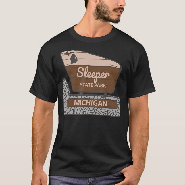 Camiseta Sleeper State Park Michigan MI - Sinal de boas-vin (Frente)