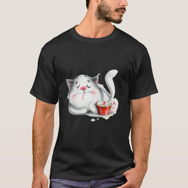 Camiseta Sleeping cat artwork cute kitten (Frente)
