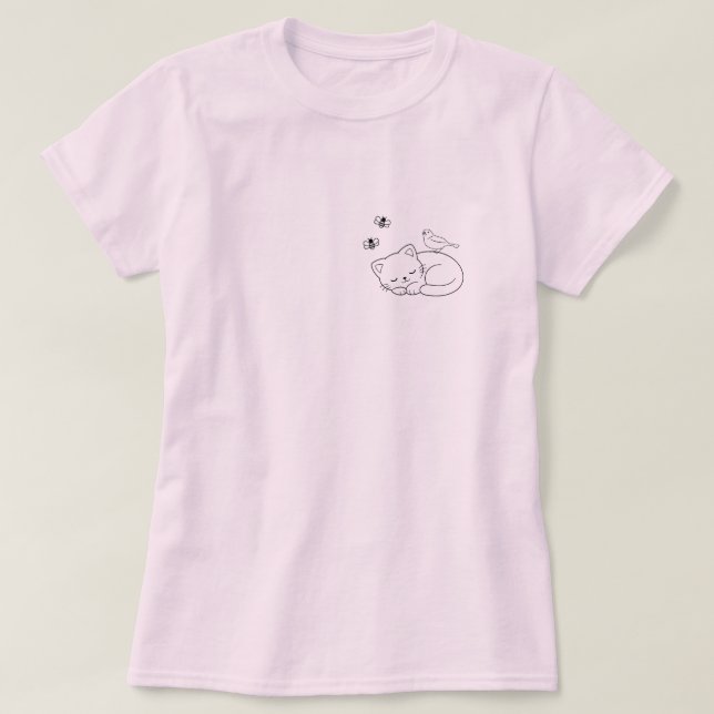 Camiseta Sleeping Cat Simple (Frente do Design)