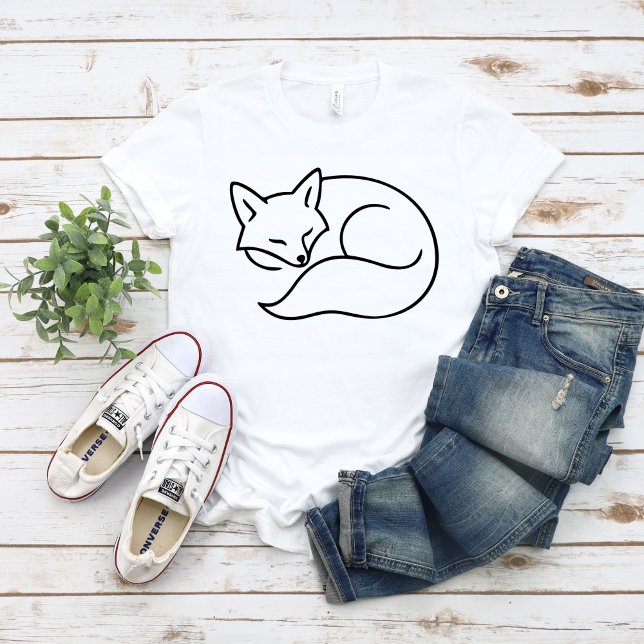 Camiseta Sleeping Fox Line Art – Minimal Nature Animal  (Criador carregado)