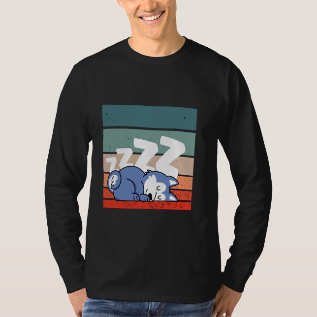 Camiseta Sleeping husky cartoon style adorable zzz animal D (Frente)