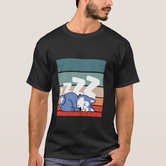 Camiseta Sleeping husky cartoon style adorable zzz animal D (Frente)