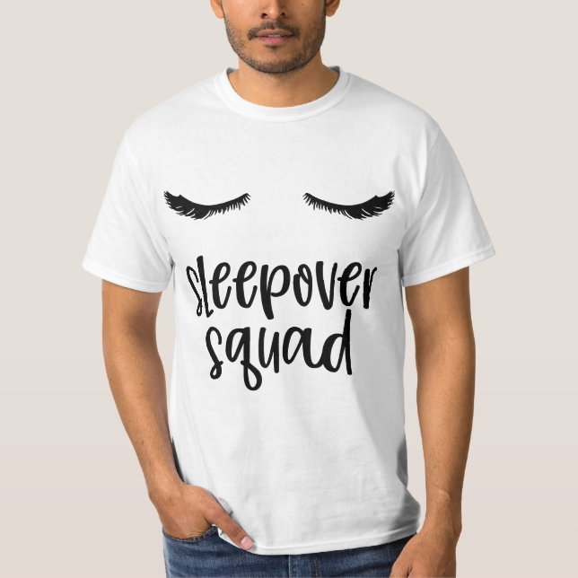 Camiseta Sleepover Squad Cute Eyelashes Slumber Party  (Frente)