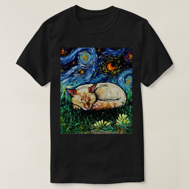 Camiseta Sleepy Flame Point Siamese Night (Frente do Design)