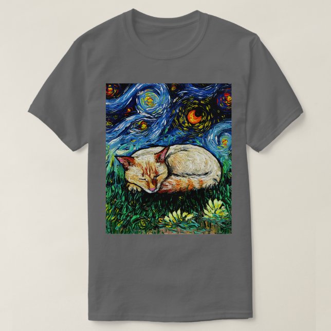 Camiseta Sleepy Flame Point Siamese Night (Frente do Design)