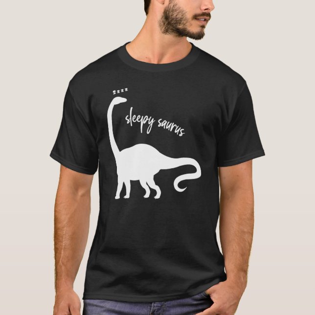 Camiseta Sleepy Saurus Dinossaur Réptil Animal Gráfico (Frente)
