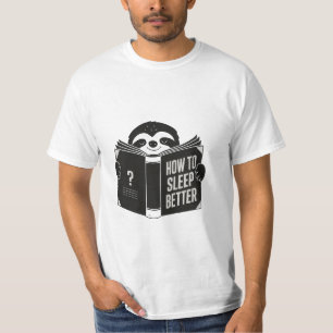 Camiseta Sleepy Sloth Lendo um Livro de Autoajuda
