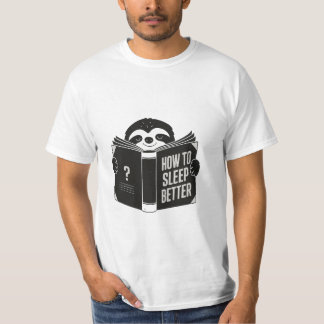 Camiseta Sleepy Sloth Lendo um Livro de Autoajuda