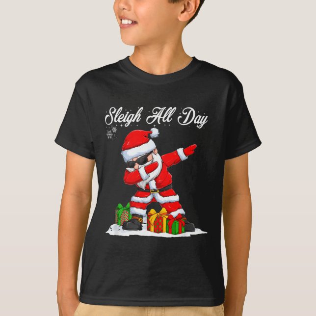 Camiseta Sleigh All Day Dabbing Santa Funny Christmas Xmas  (Frente)