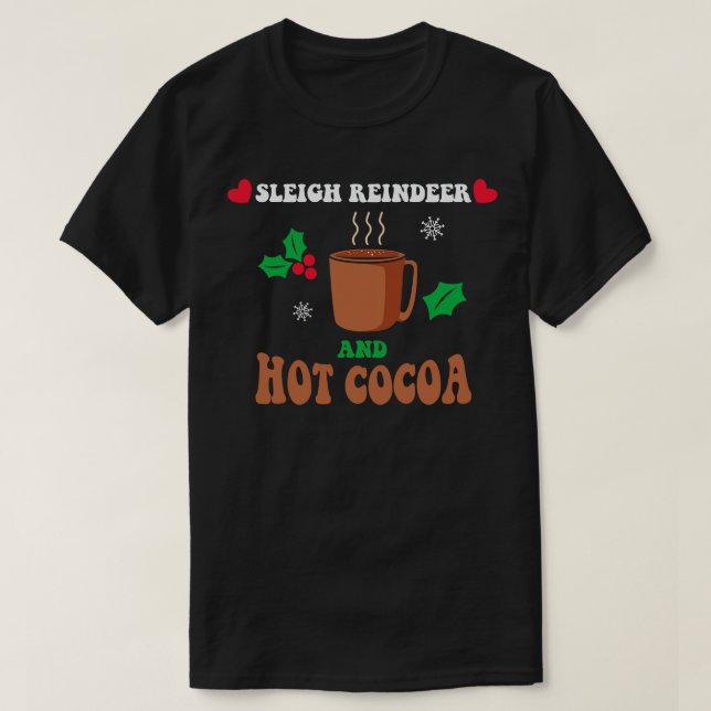 Camiseta Sleigh Reindeer e chocolate quente (Frente do Design)
