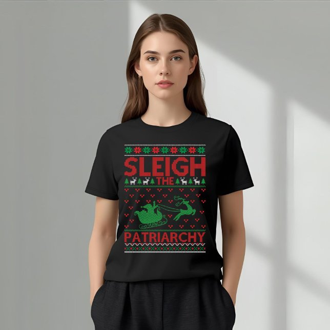 Camiseta Sleigh The Patriarchy Feminist Christmas (Criador carregado)