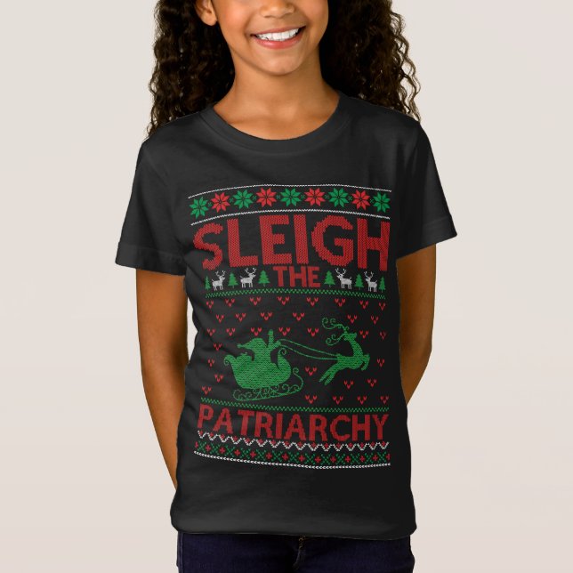 Camiseta Sleigh The Patriarchy Feminist Christmas (Frente)