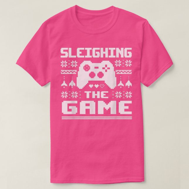 Camiseta Sleighing The Game Christmas Video Game T-Sh (Frente do Design)